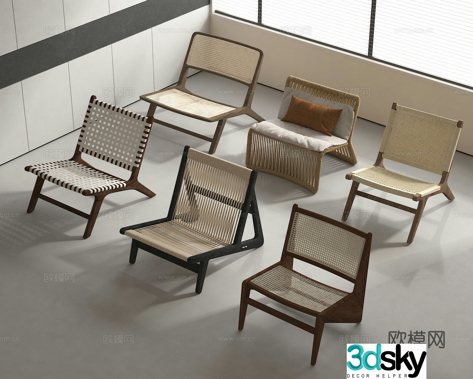 Rattan chair leisure chair outdoor chair single chair 3d model