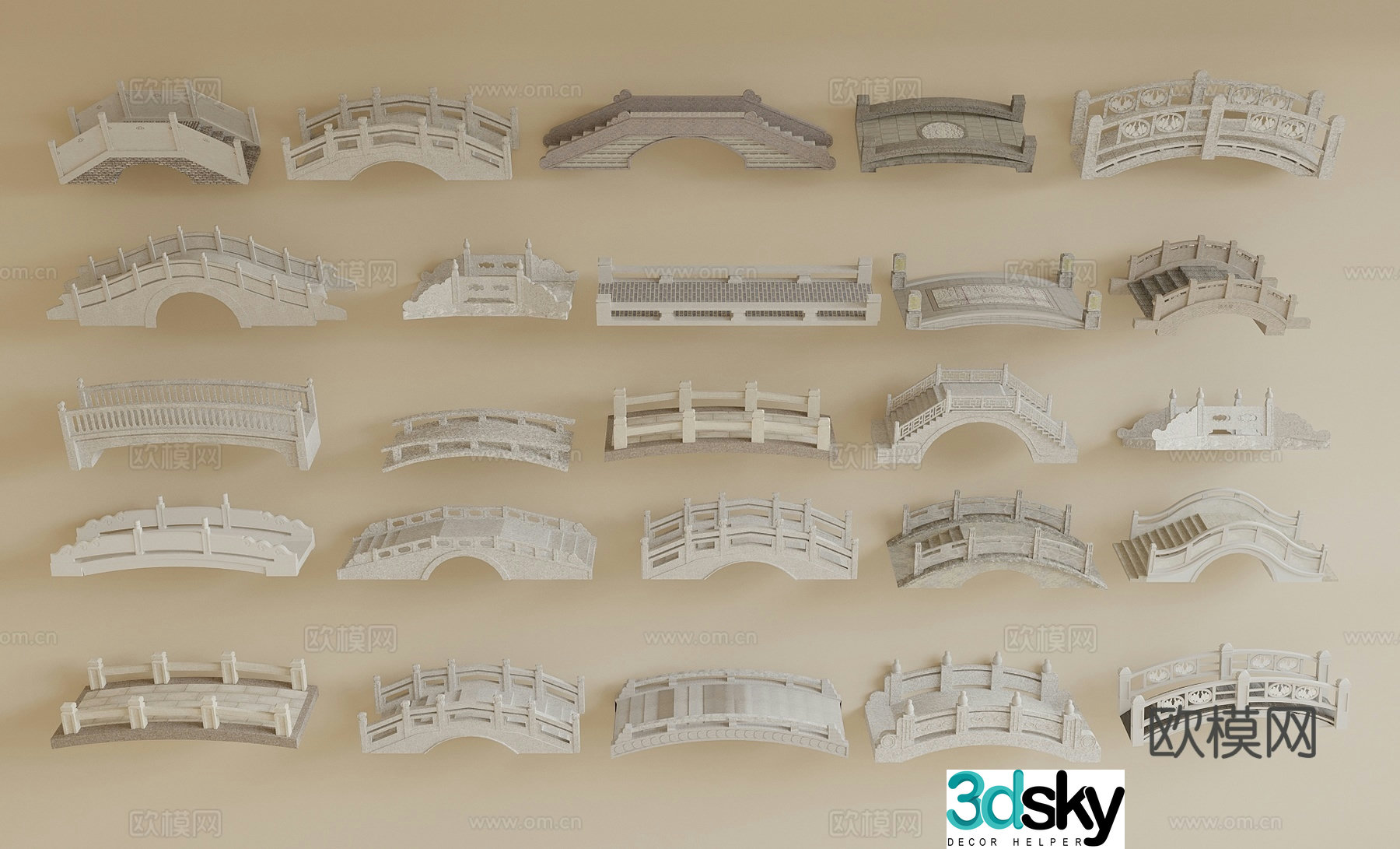 New Chinese-style stone bridge Arch bridge Stone arch bridge Landscape bridge 3D model