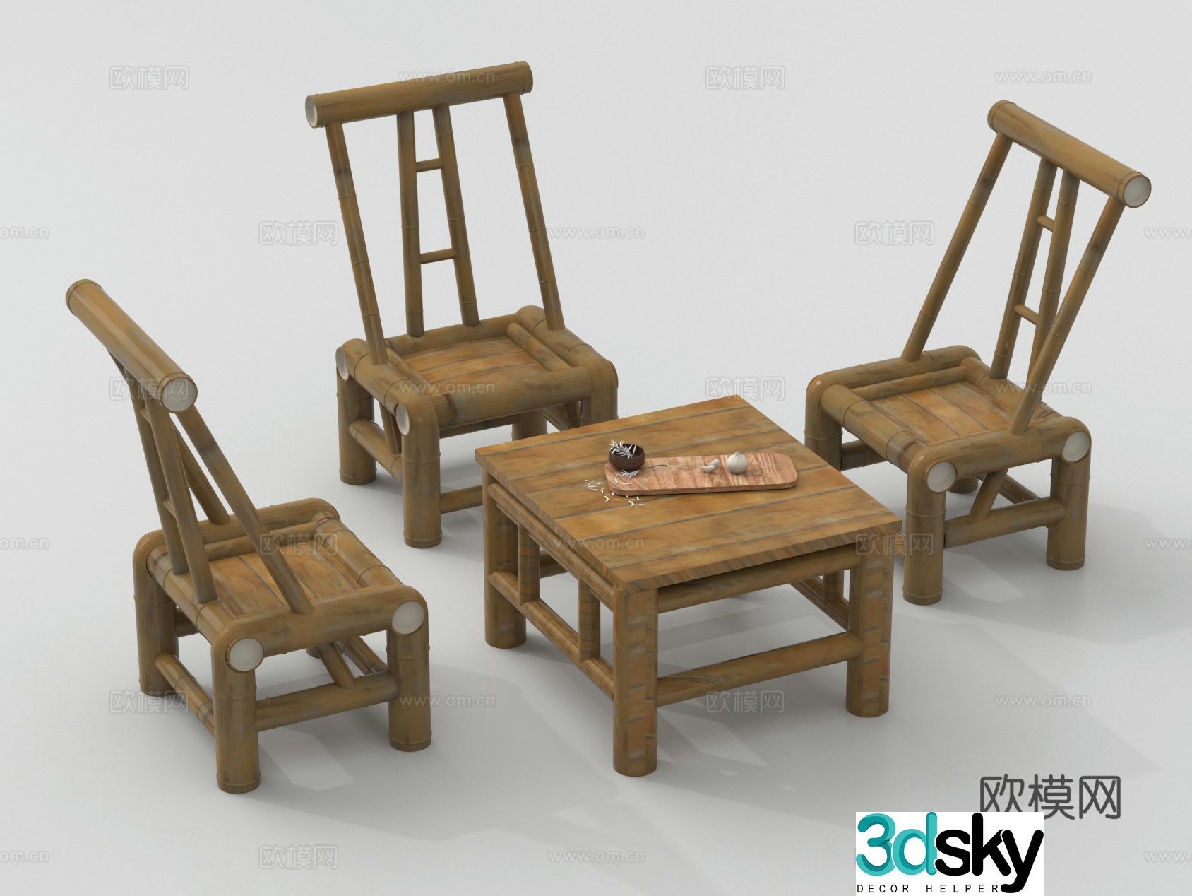 Rattan table and chairs leisure table and chairs outdoor table and chairs tea table and chairs 3D model