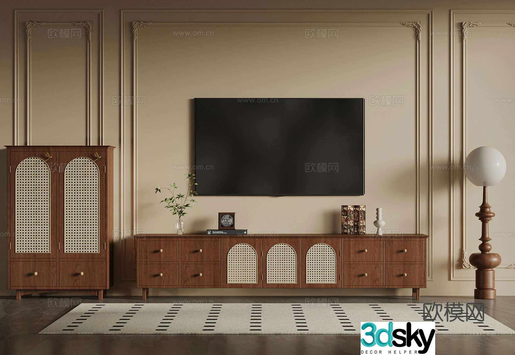 French medieval style TV cabinet 3D model