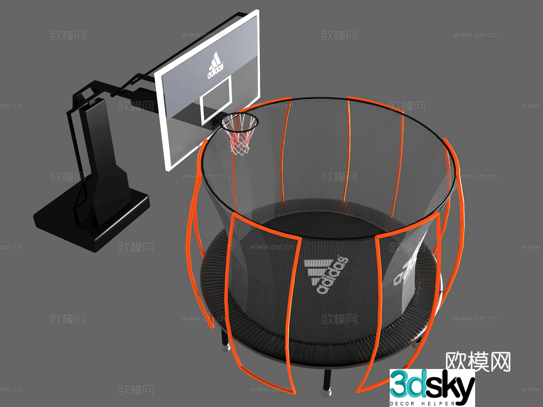 Children’s area trampoline super jump bed basketball hoop trampoline shot jumping indoor trampoline park tour 3D model