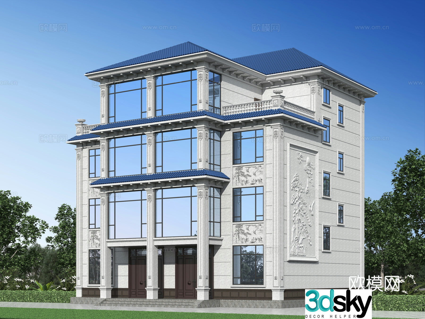 European style single-family villa 3D model