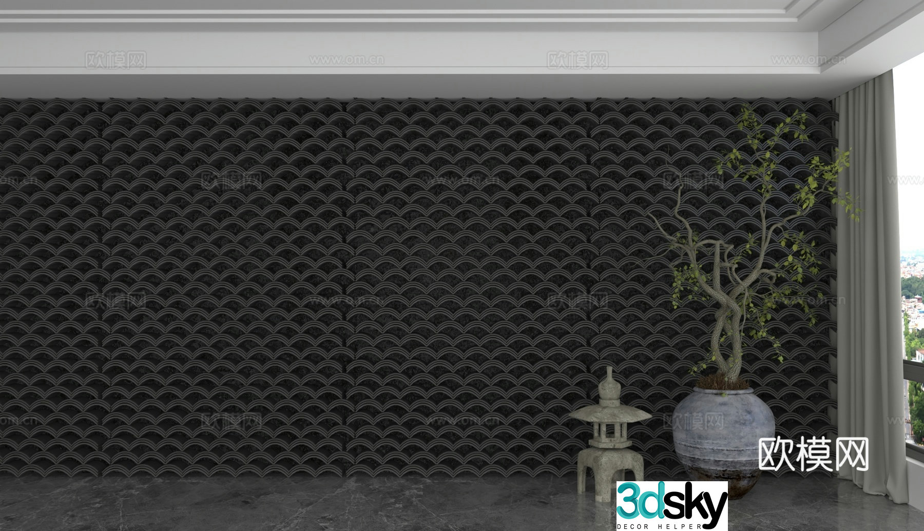 Modern background wall 3d model