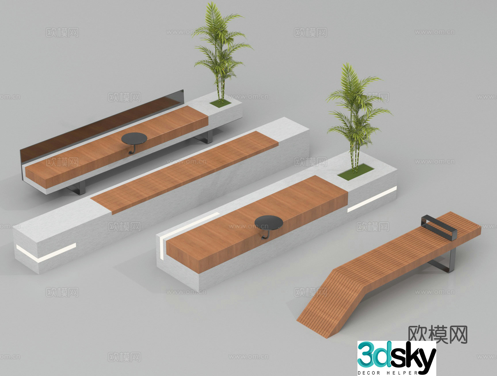 Outdoor chair Tree pool chair Landscape seat Park seat Public seat 3d model