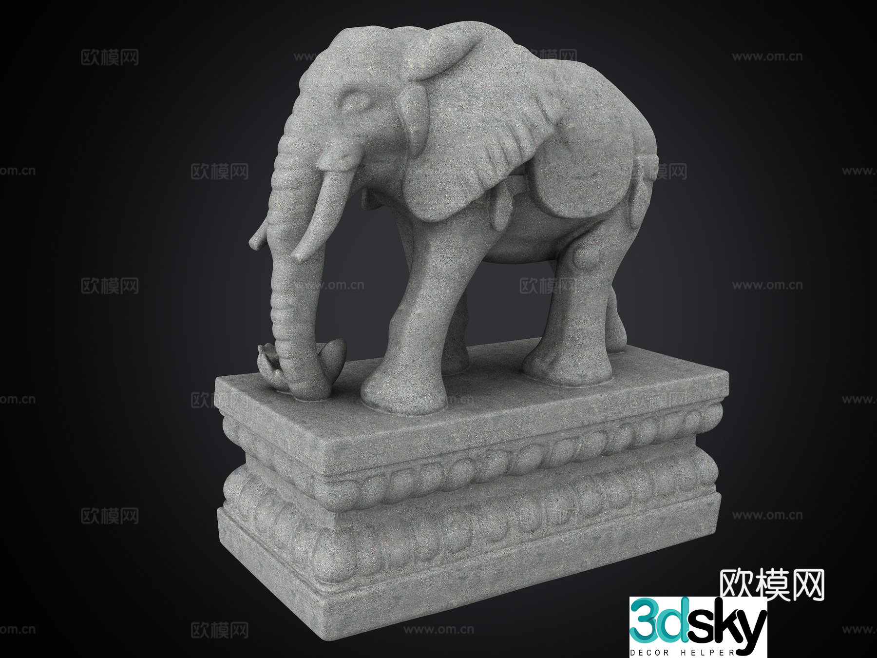 Chinese sculpture elephant stone statue Pixiu stone statue divine beast landscape sculpture furnishing 3d model