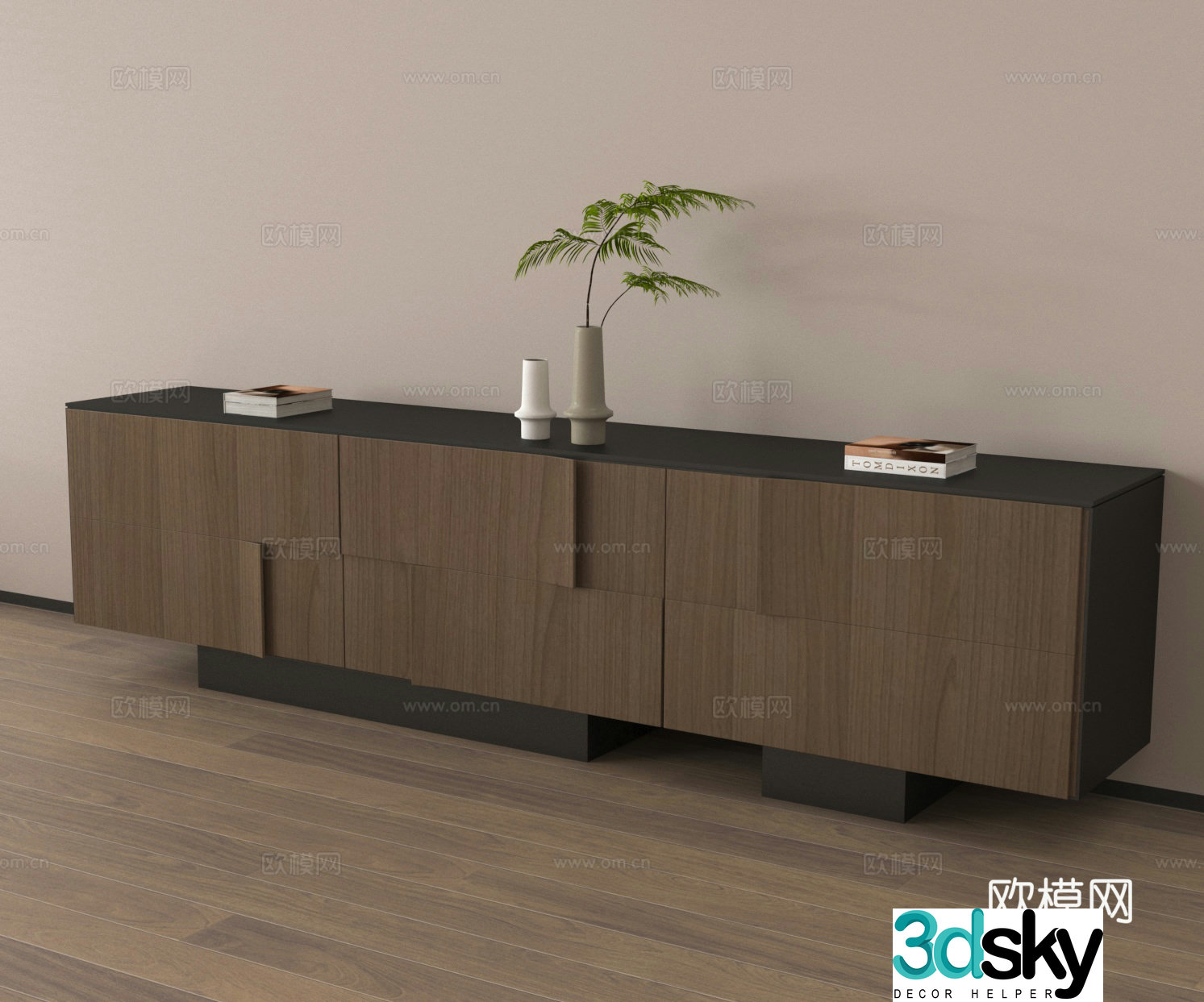 TV cabinet floral ornament 3d model