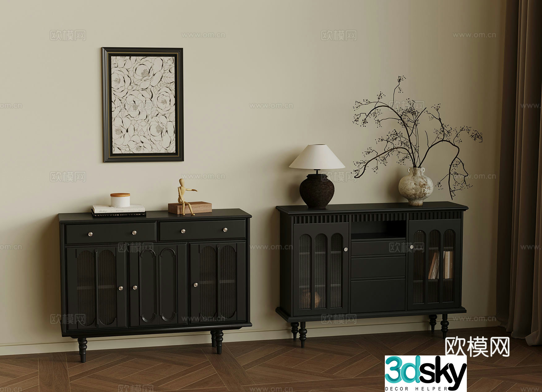 French porch cabinet low cabinet 3D model