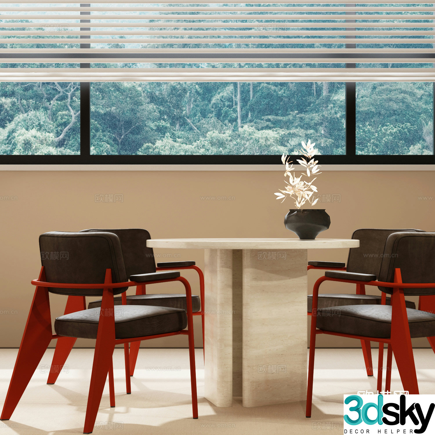 Modern dining table and chair combination Italian dining table and chair combination Italian minimalist dining table and chair combination 3D model