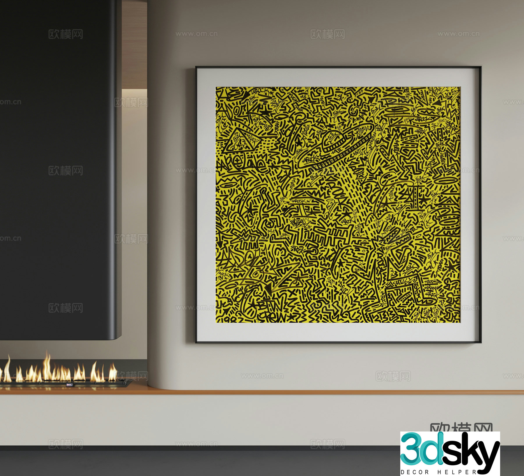 Modern hanging paintings Modern abstract hanging paintings Modern Italian hanging paintings Modern light luxury hanging paintings Modern simple 3D model