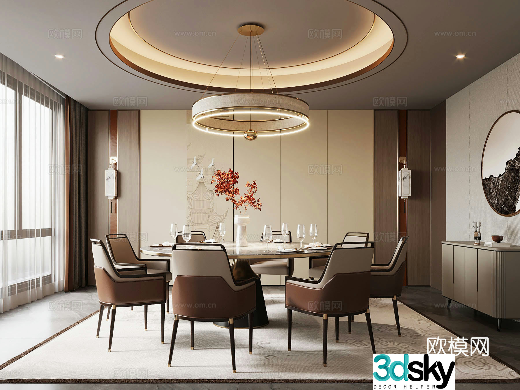 New Chinese hotel restaurant private room private room private room 3D model