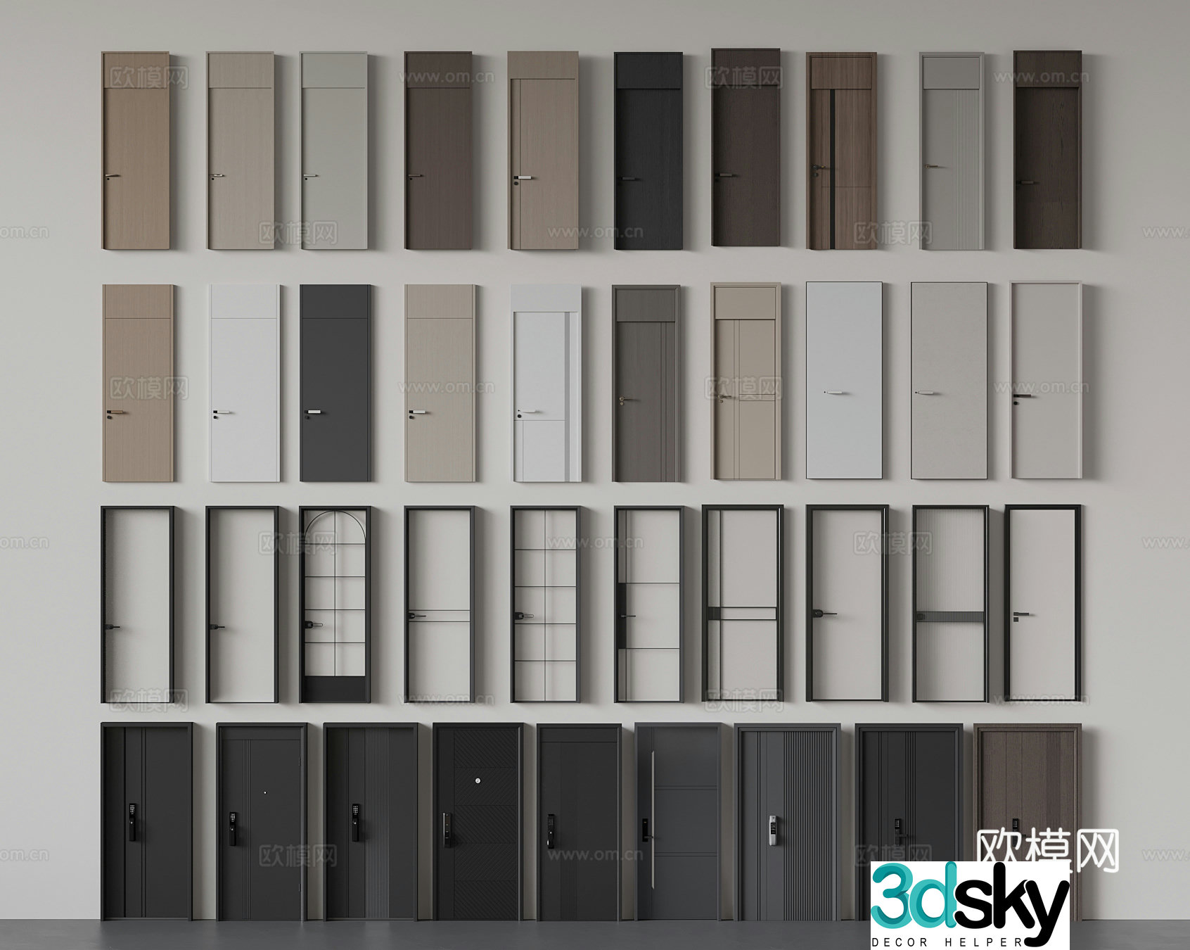 Modern door combination 3D model