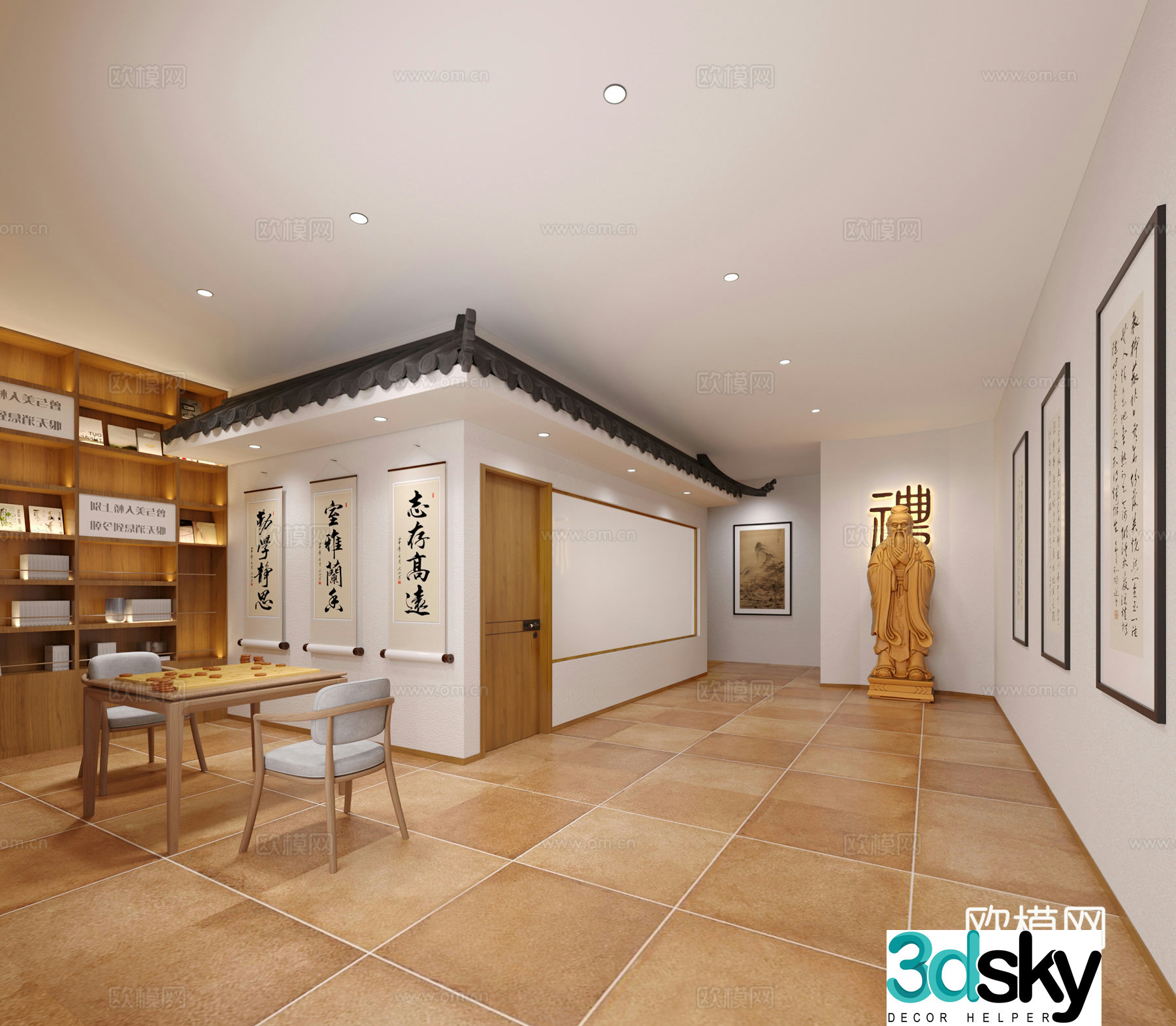 New Chinese Confucius School 3D Model