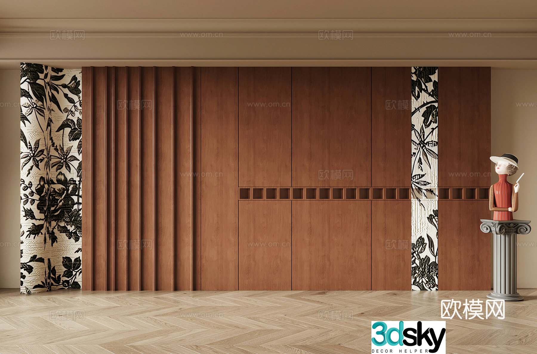 French medieval style background wall sofa background wall 3d model