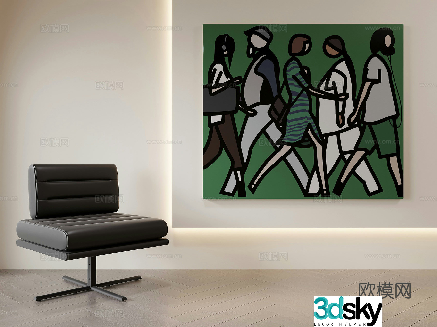 Modern leisure chair decorative hanging painting 3d model