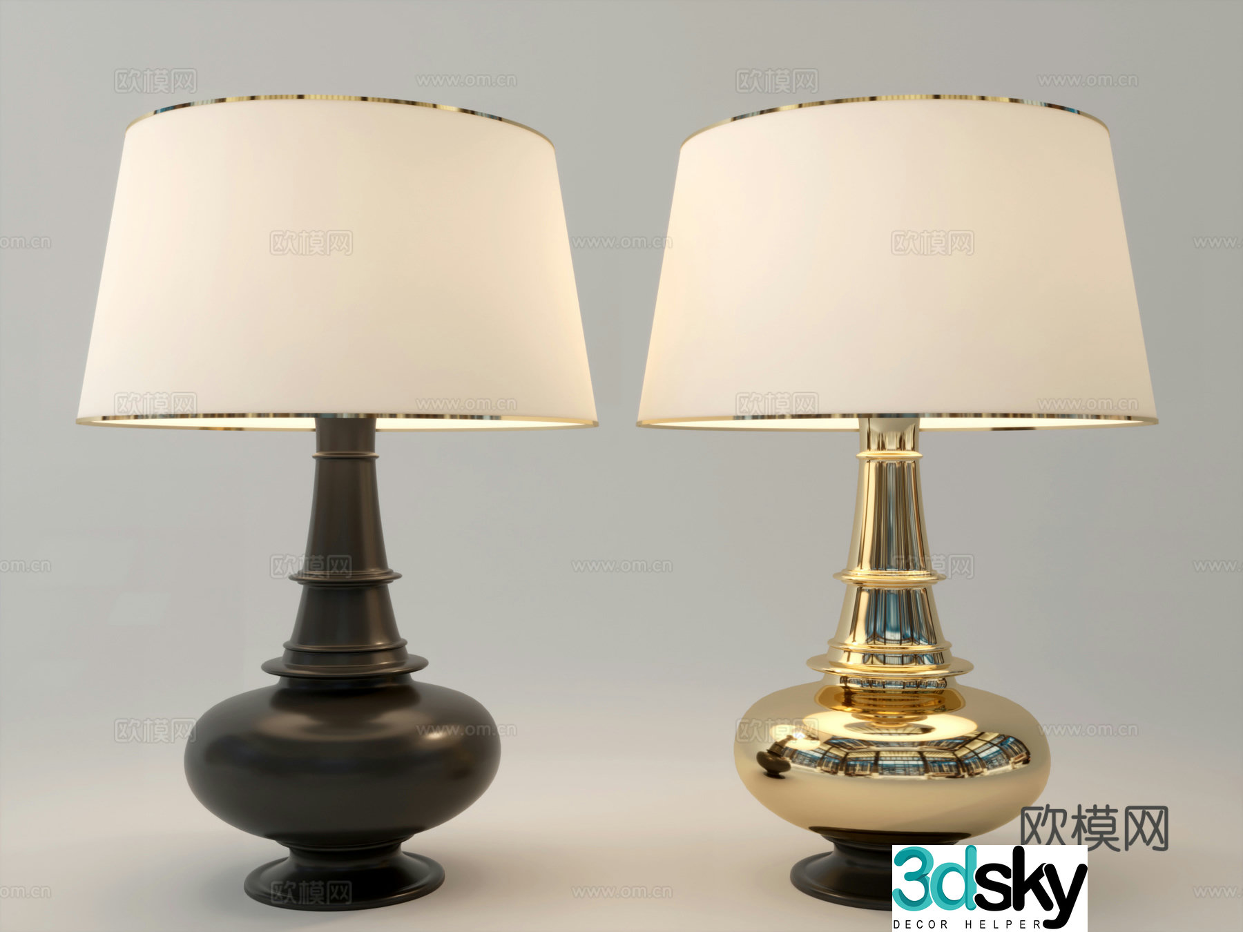 American table lamp 3D model
