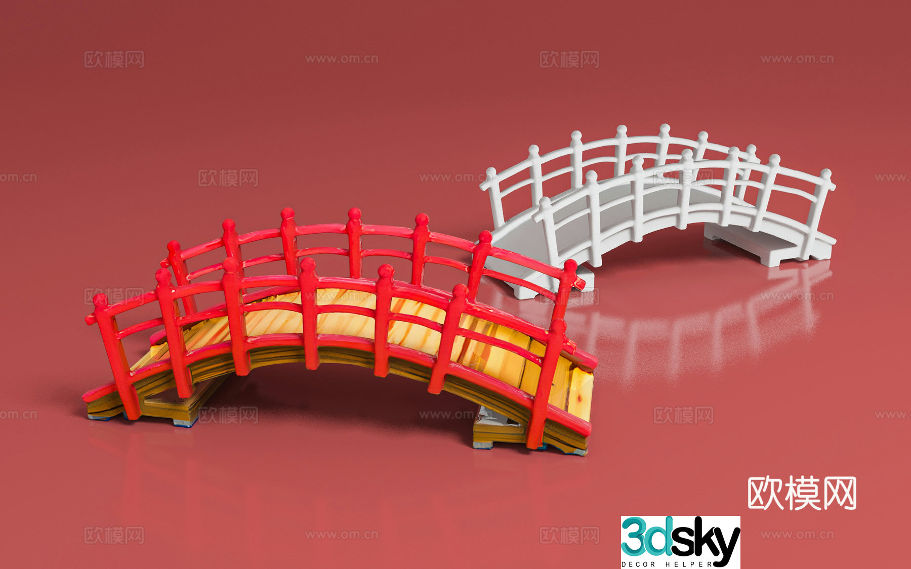 Chinese style bridge beautiful and Chen decoration check-in photography group photo ancient style photo IP field 3D model