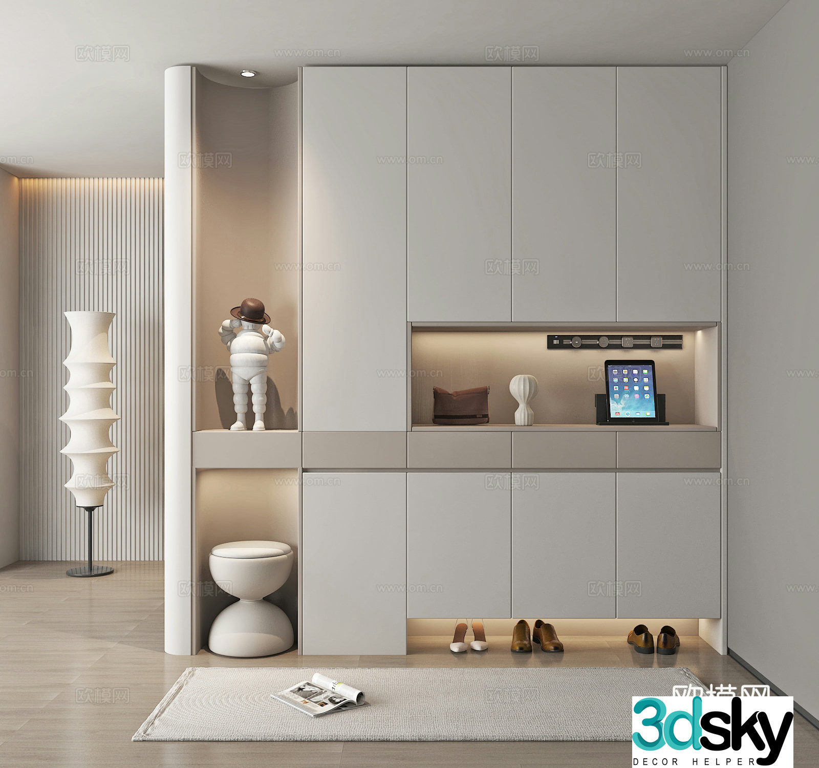 Modern porch cabinet shoe cabinet partition shoe cabinet 3d model