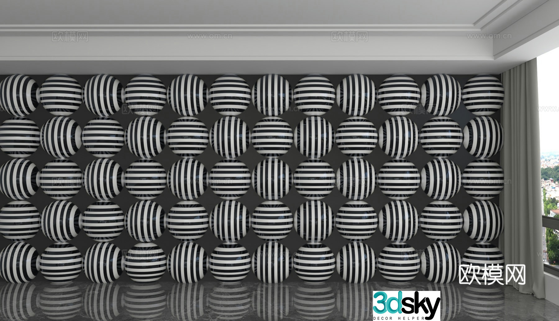 Modern background wall 3d model