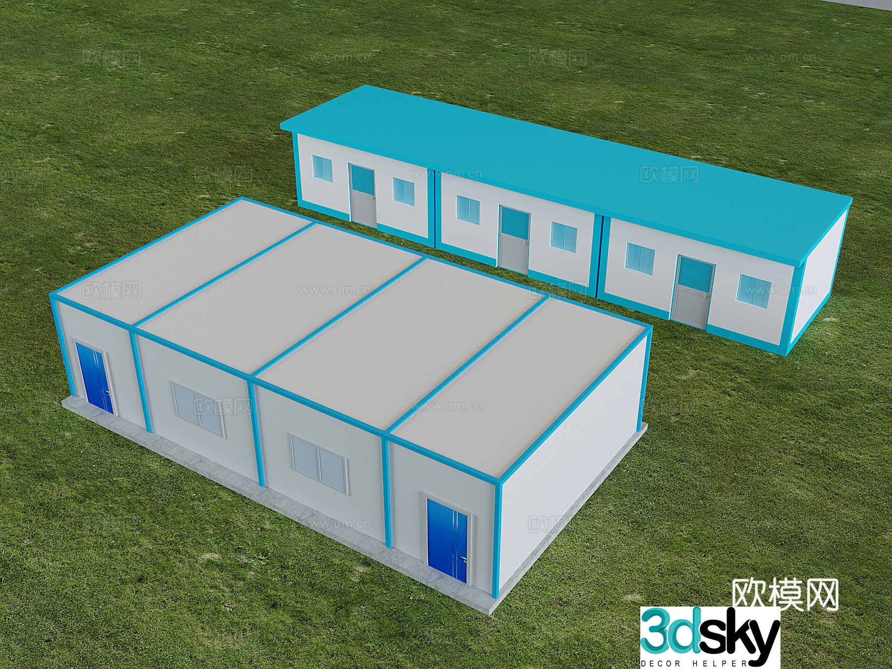 Container movable board house light steel tile iron factory construction site steel structure house 3D model