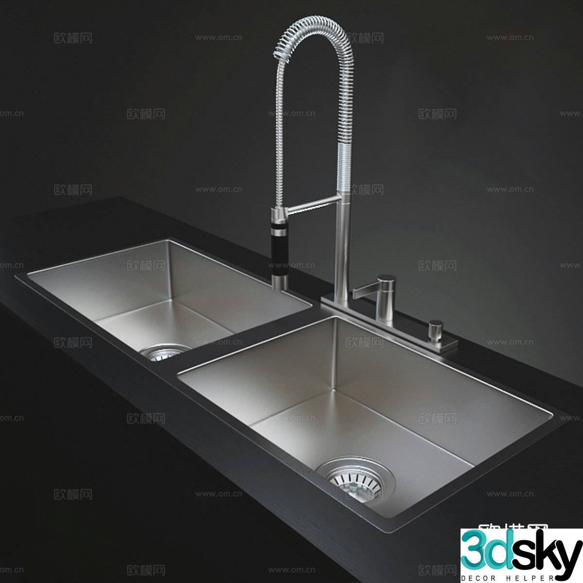 Stainless steel sink Vegetable washing faucet High pressure pullable tapping faucet 3D model