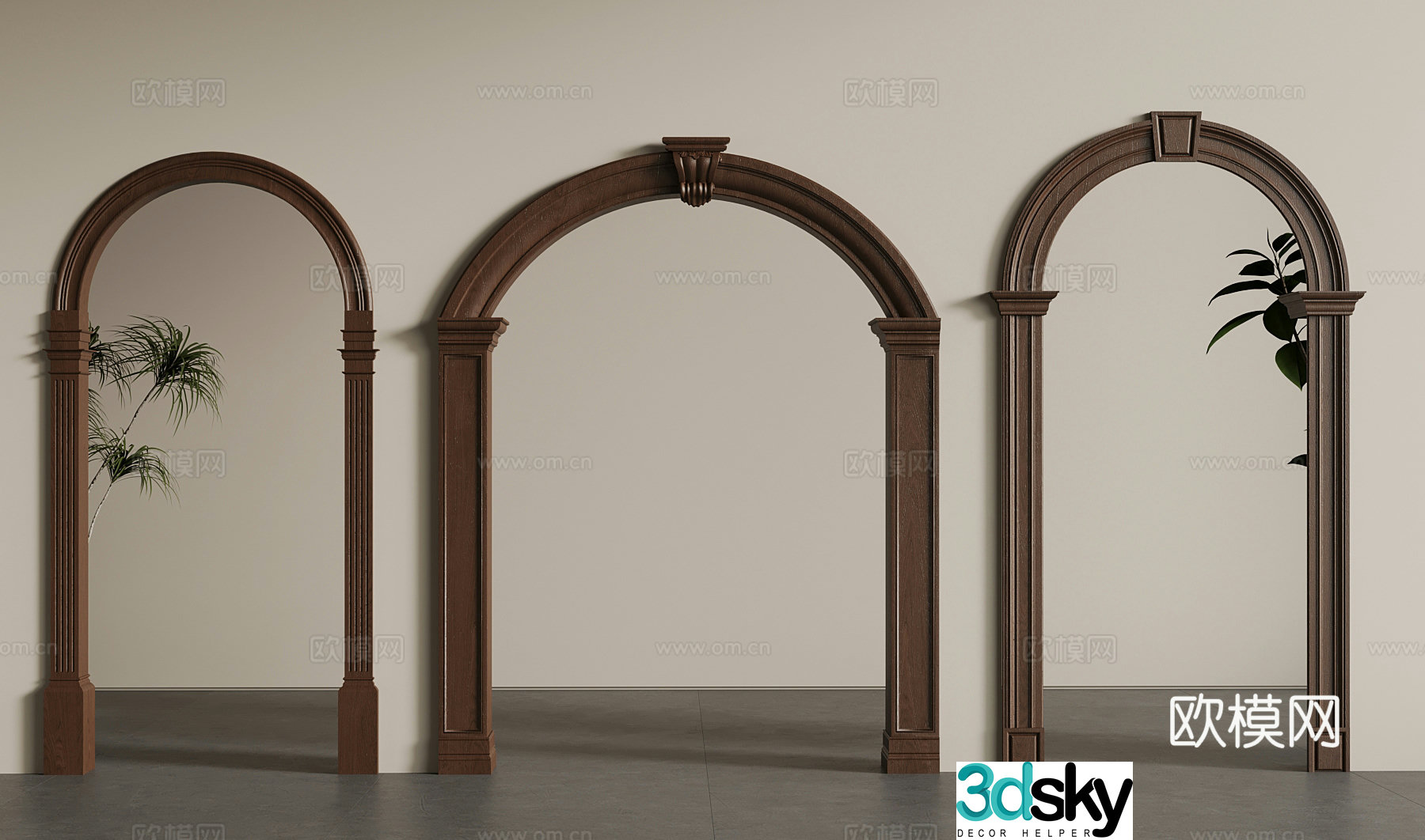 French medieval door cover jamb lines wall light 3d model