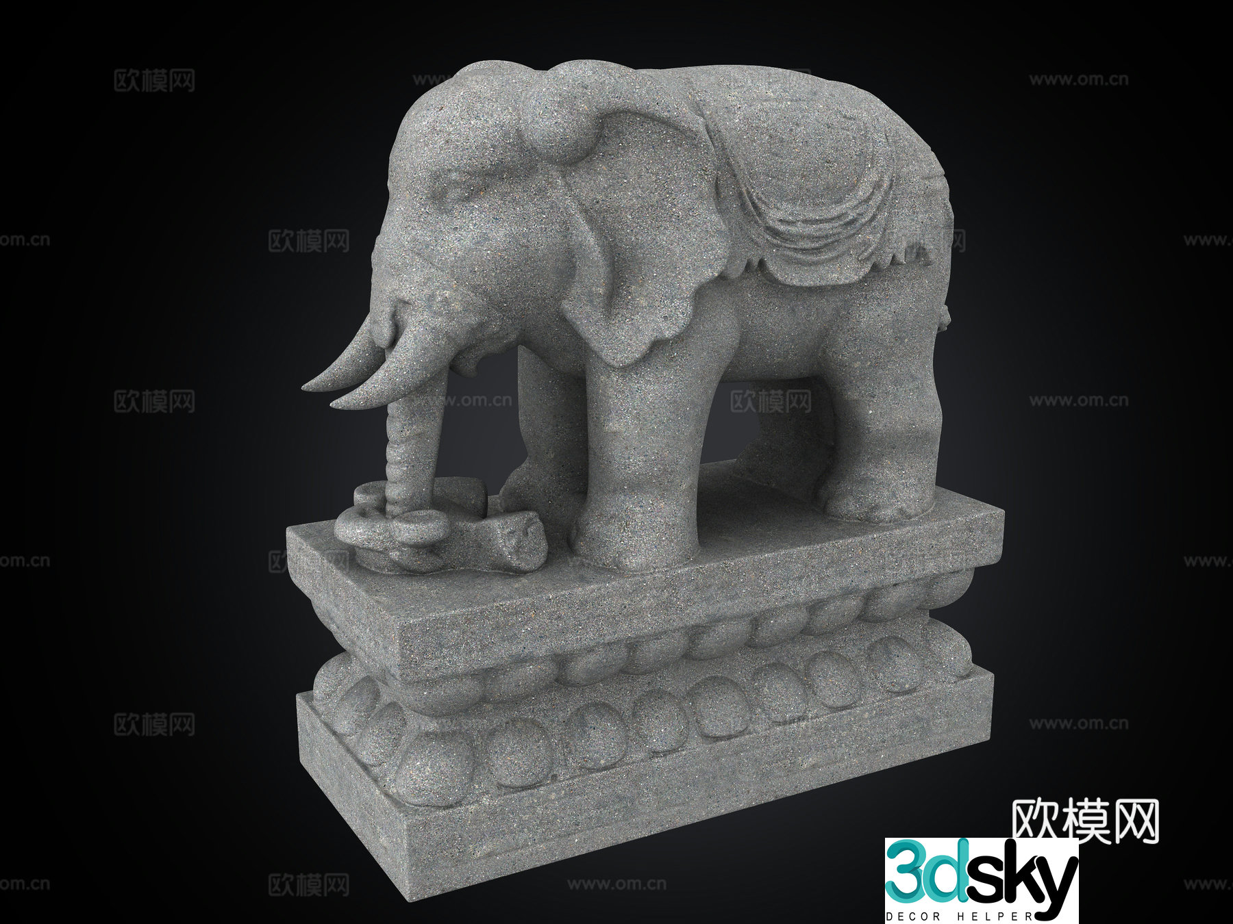 Chinese sculpture elephant stone statue Pixiu stone statue divine beast landscape sculpture furnishing 3d model