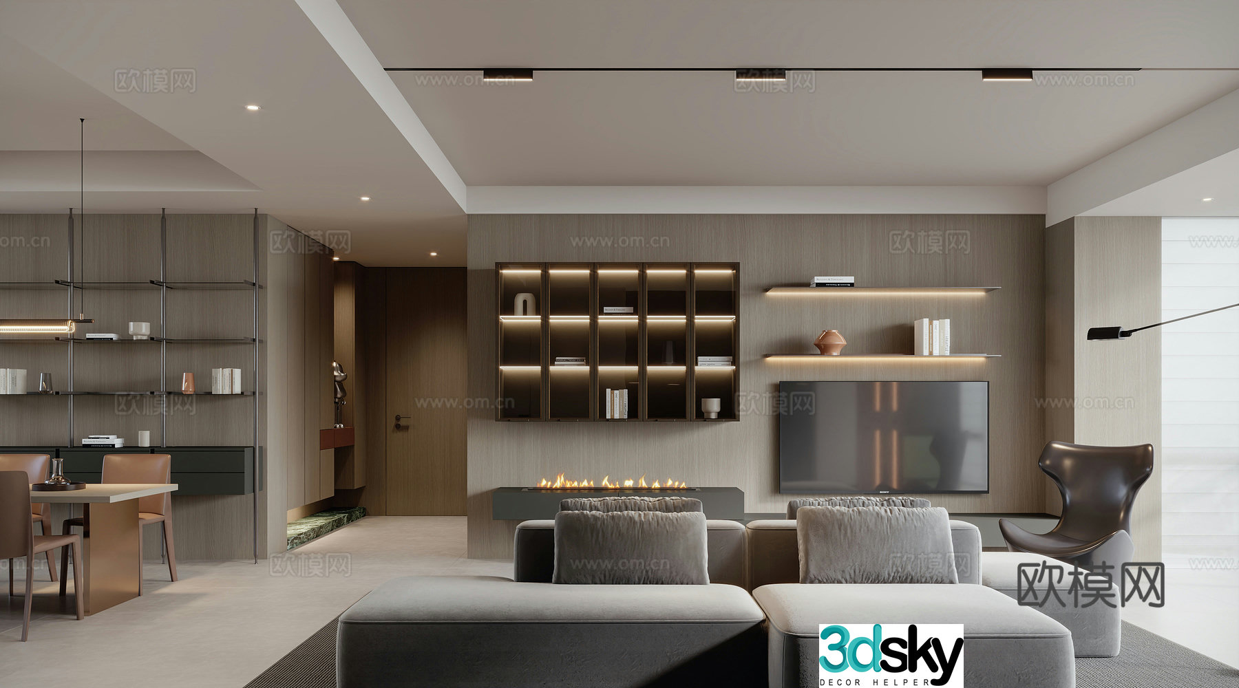 Italian home living and dining room 3D model
