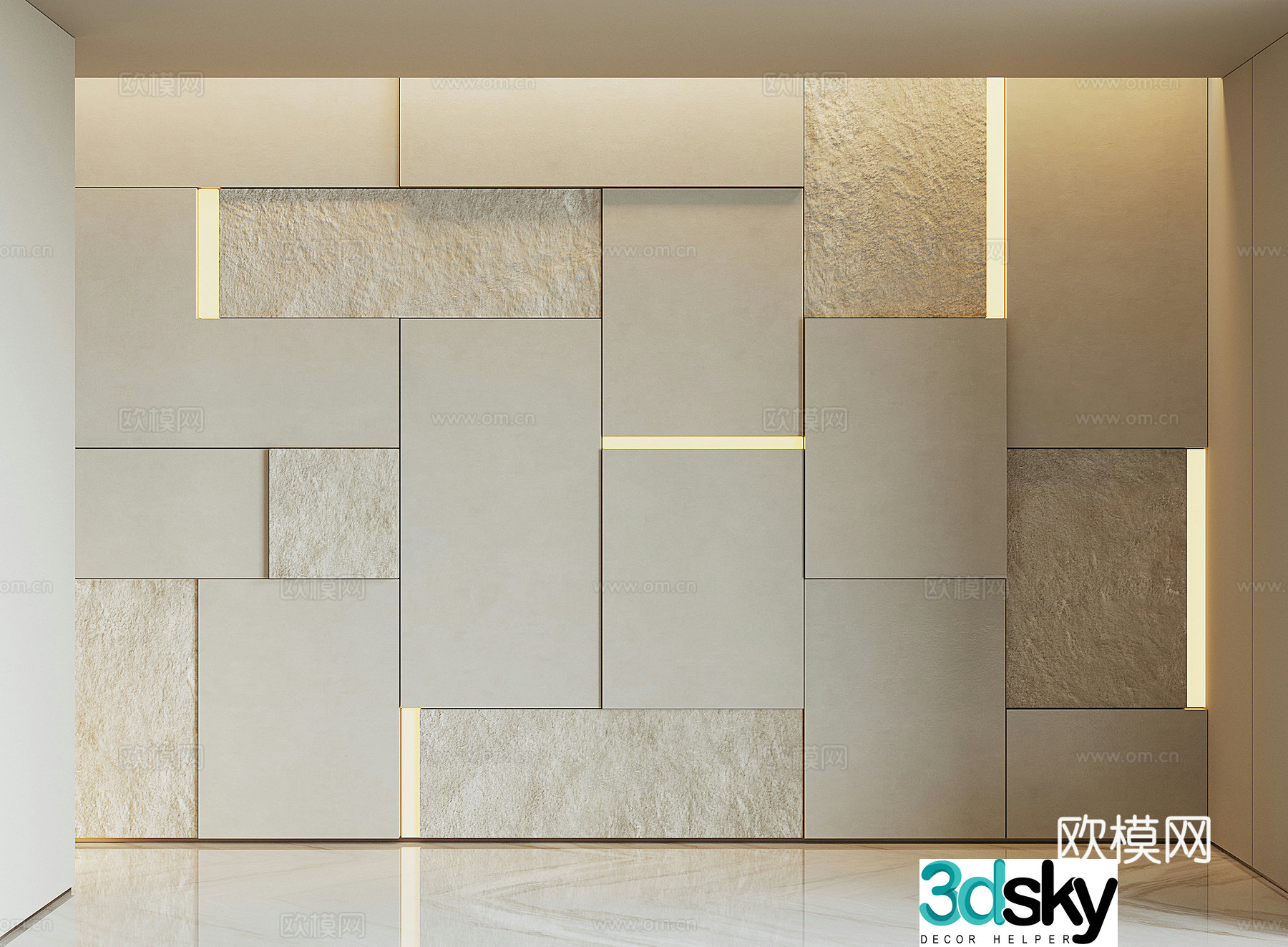 Modern stone background wall 3d model