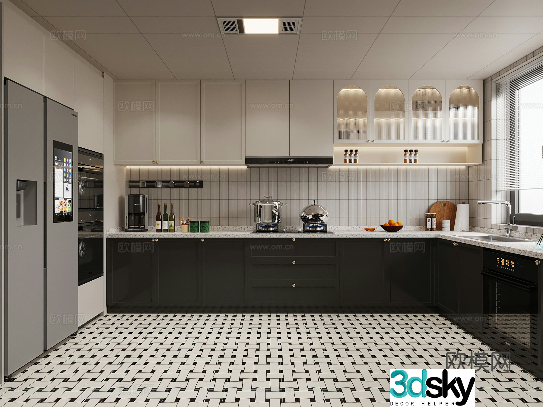 French medieval style kitchen cabinet 3d model