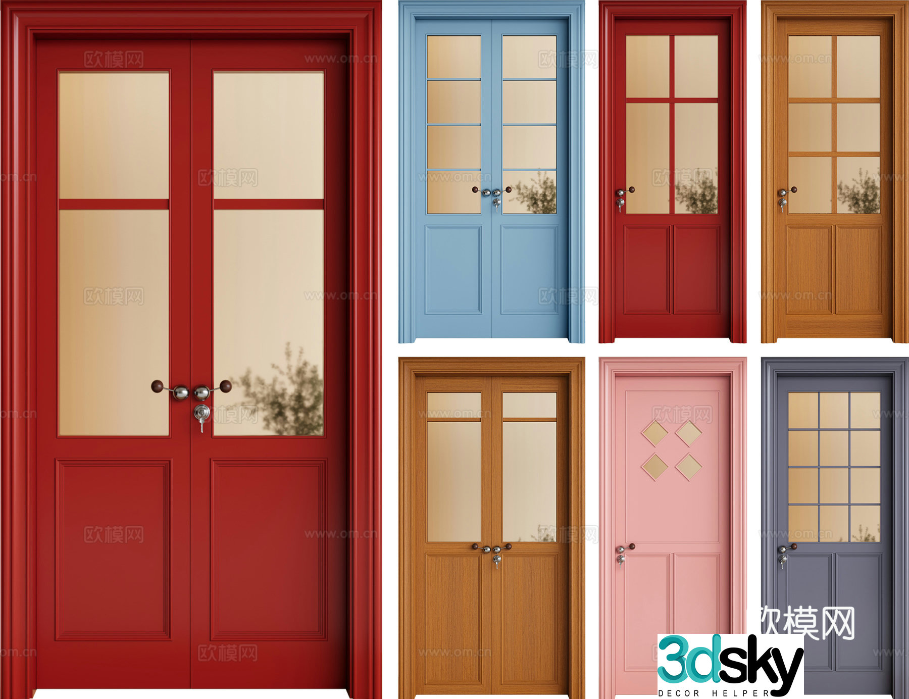 Retro double door 3D model