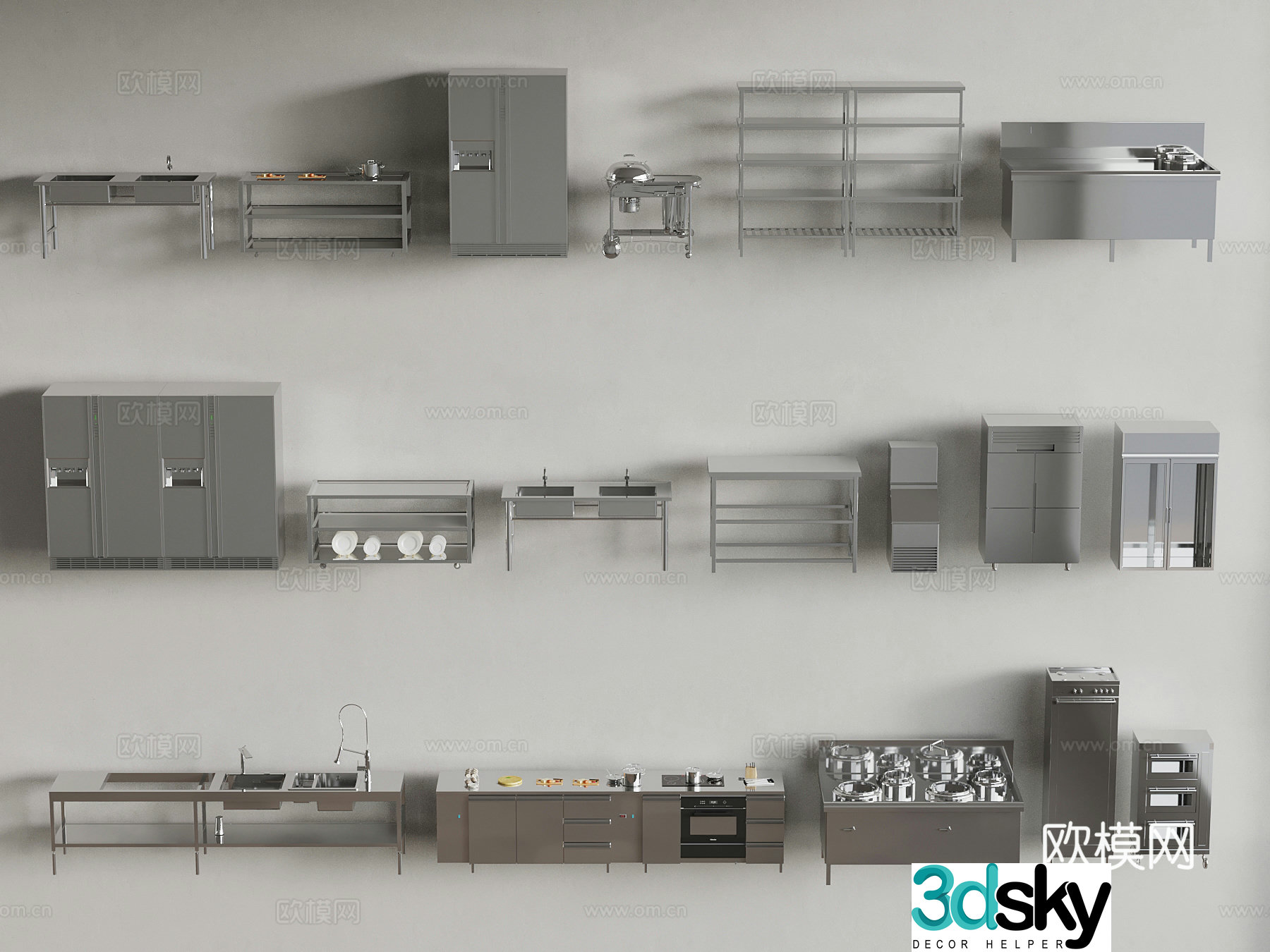 Modern kitchen equipment kitchen operating table 3d model