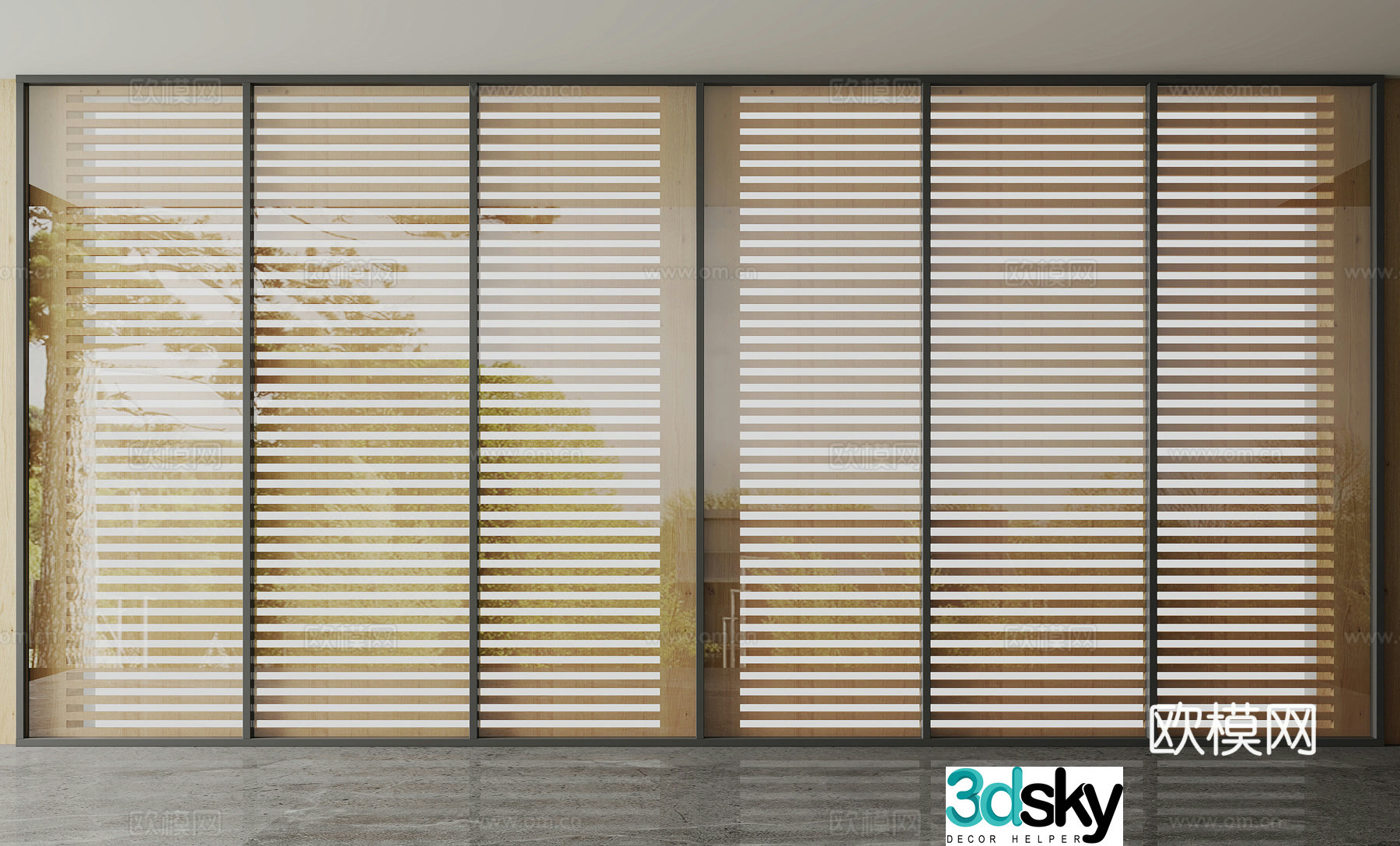 Modern curtain wall glass partition 3d model