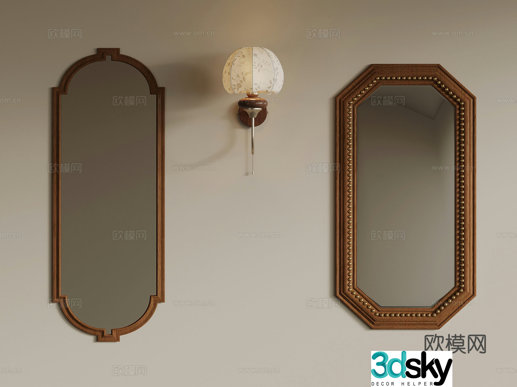 French medieval gown mirror wall lamp 3d model