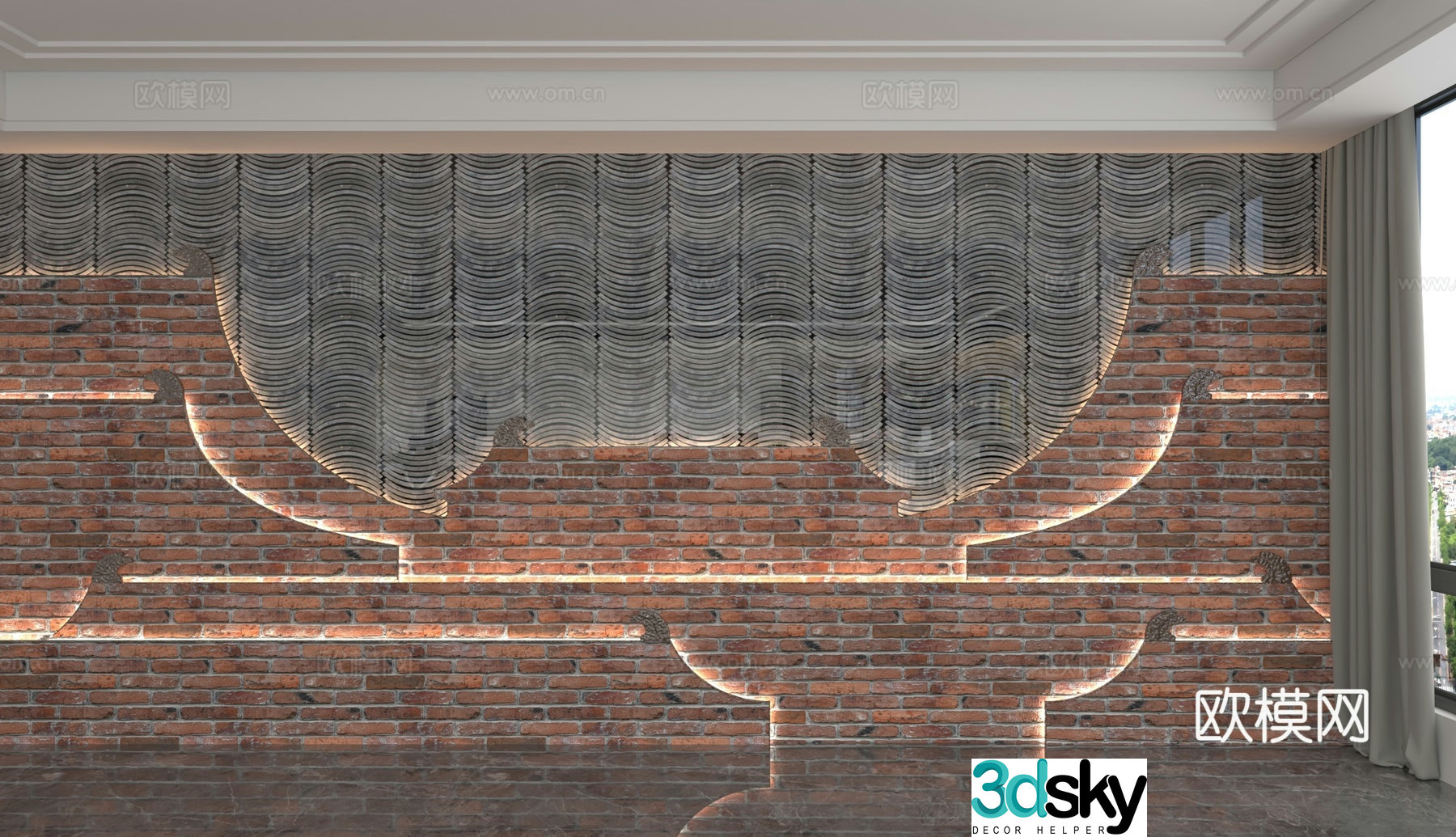 Modern background wall 3d model