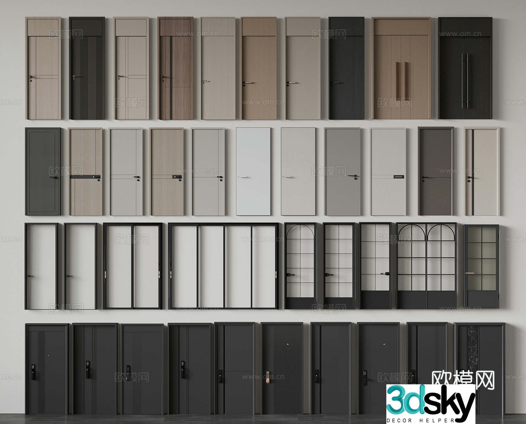 Single-open door swing door Changhong glass door kitchen and bathroom door mother and child door bedroom door 3D model