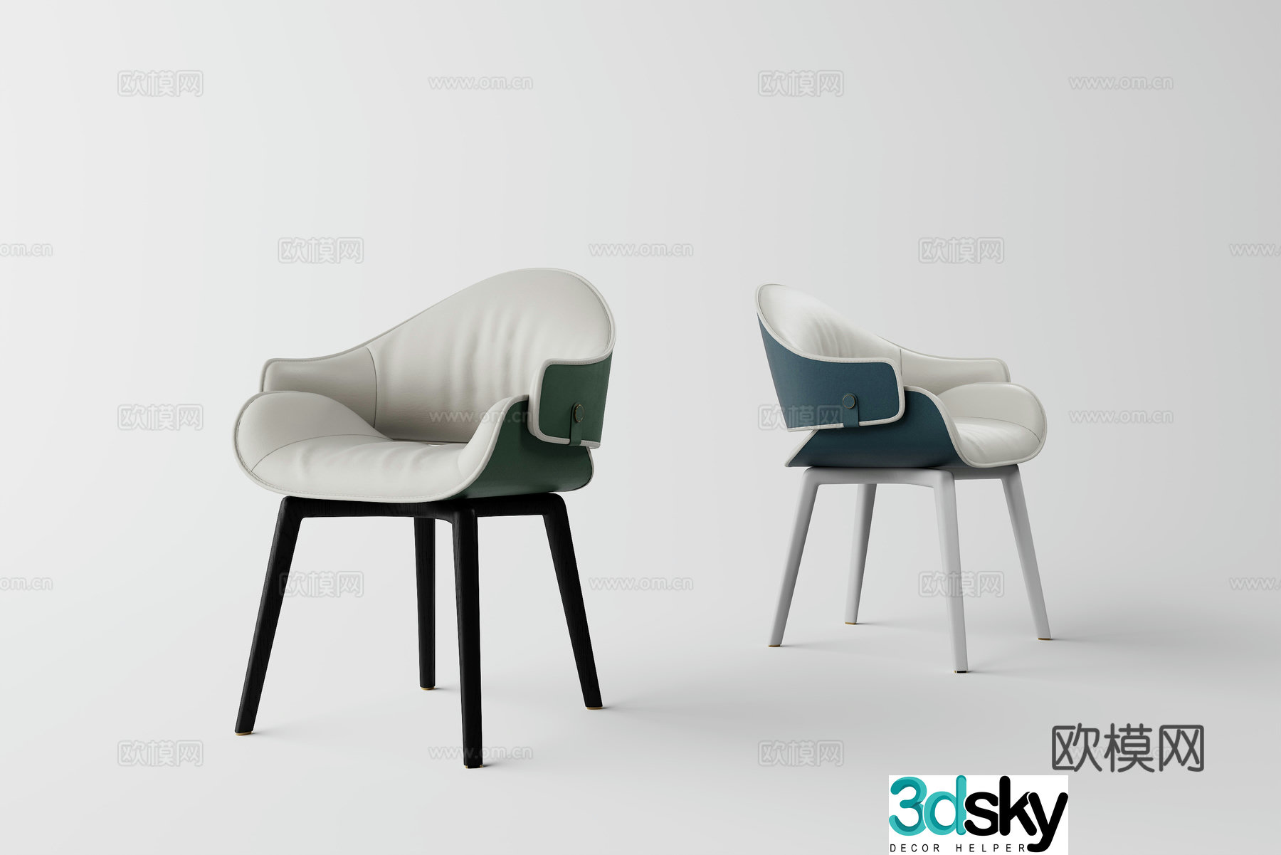 Modern light luxury single chair 3d model