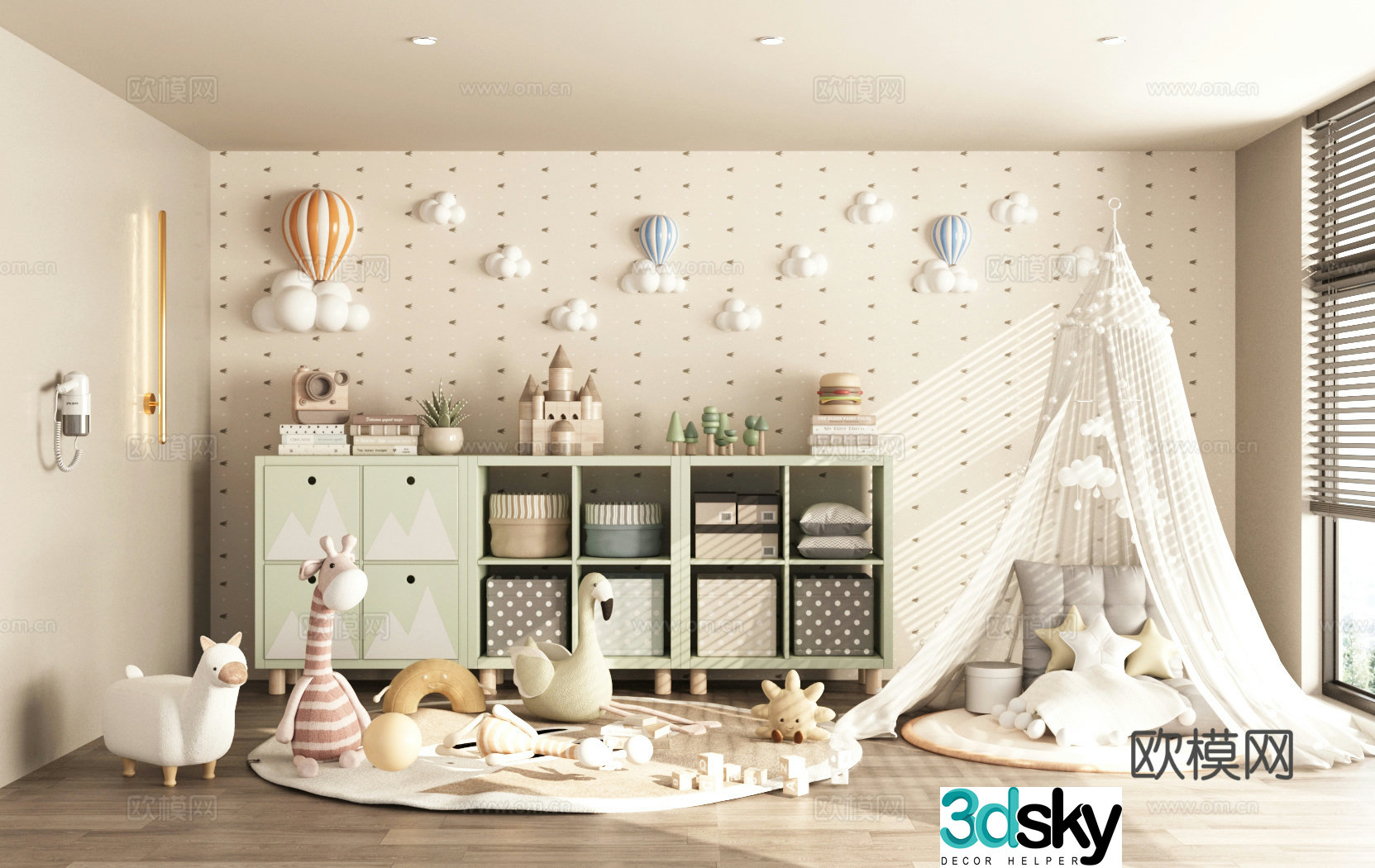 Modern children’s room Children’s entertainment room Children’s toy room Toy storage cabinet 3D model