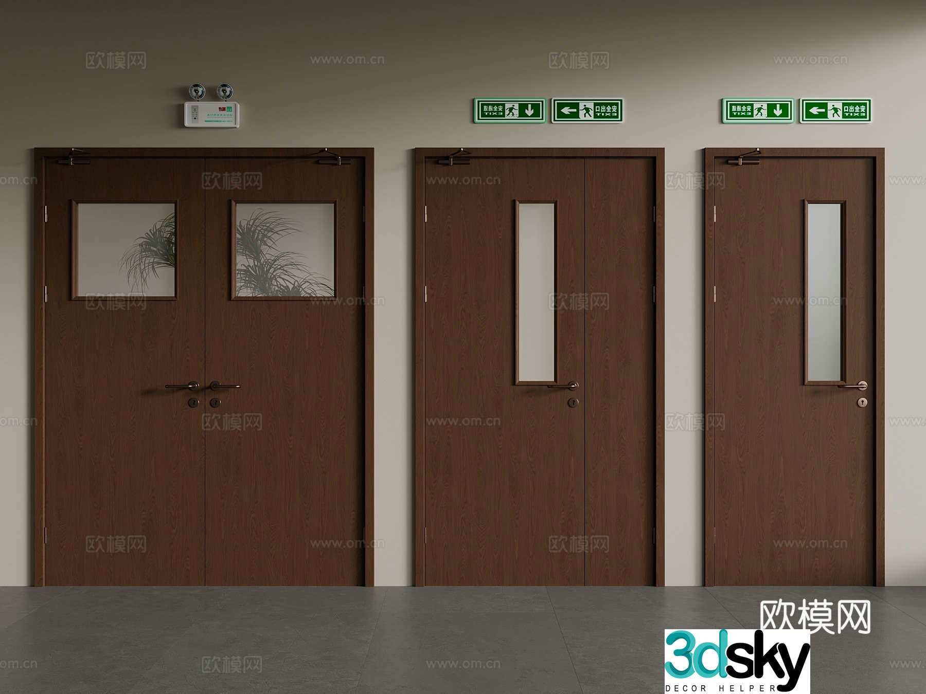 Modern fire door Fire door Double door 3D model