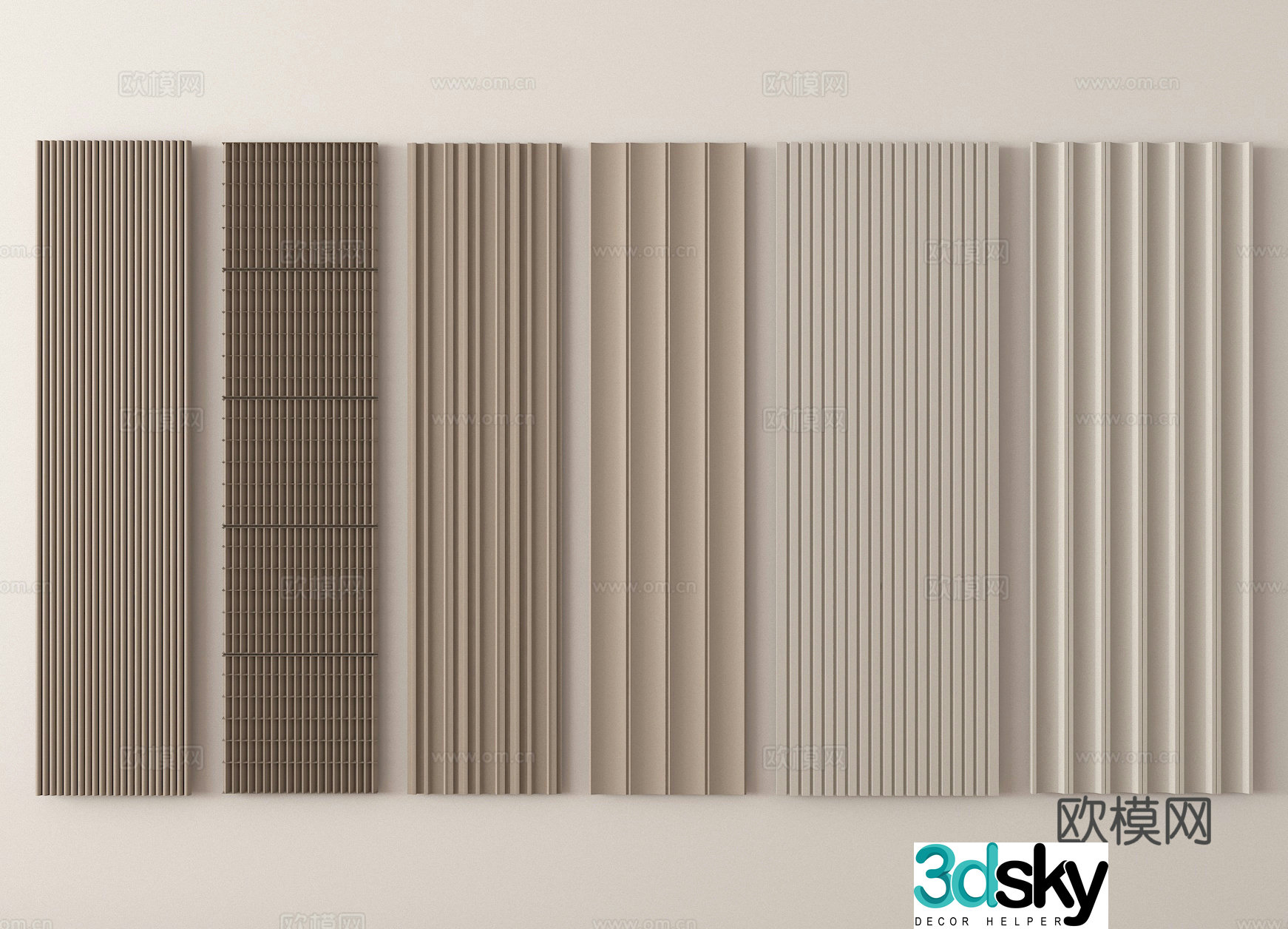 Wavy board Great Wall board Grid board Wall panel 3D model