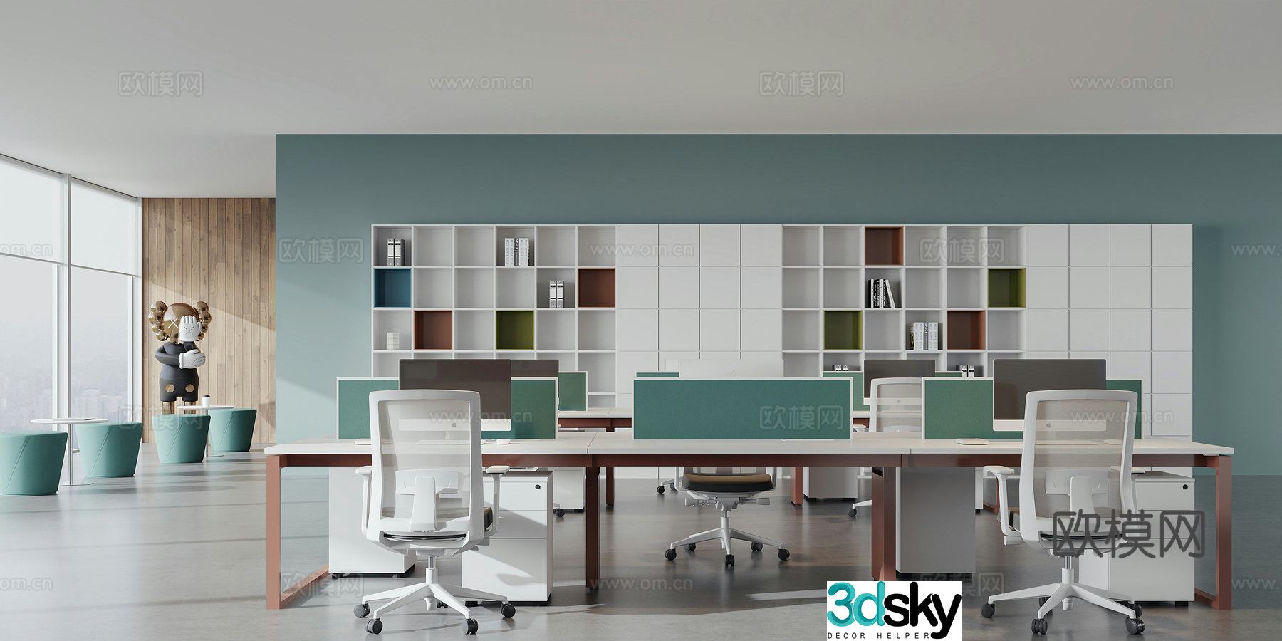 Modern open office area 3D model