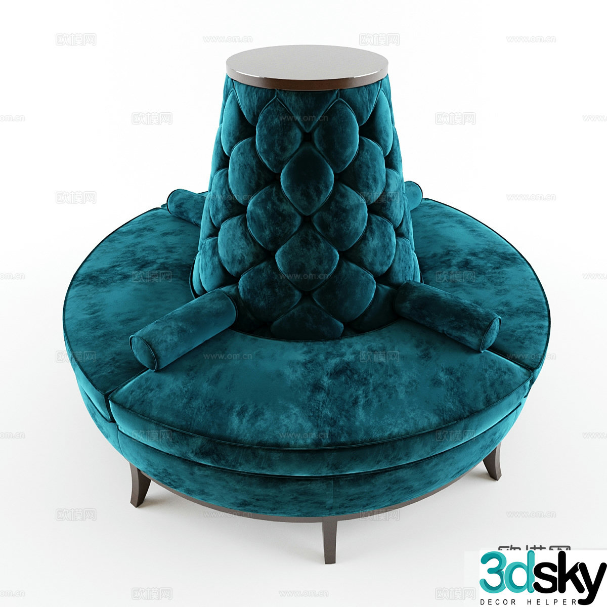 Round long chair lobby sofa 3d model