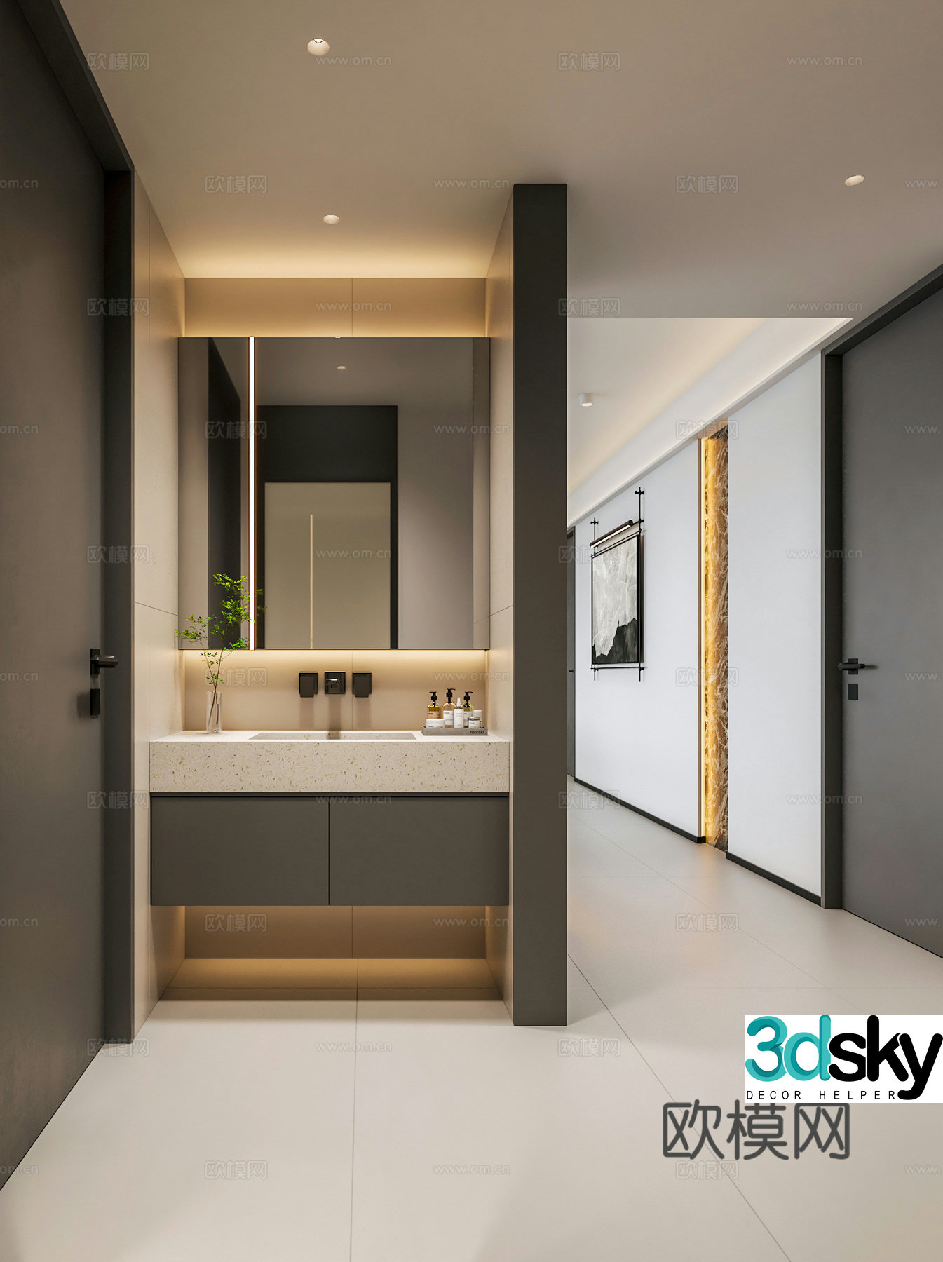 Italian minimalist bathroom 3D model