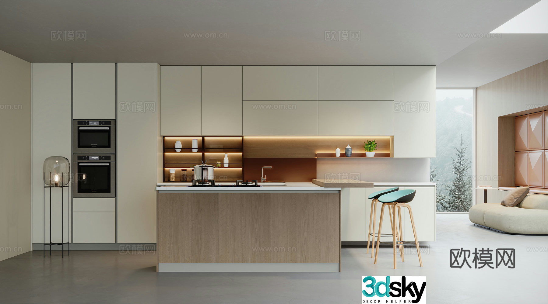 Modern home kitchen 3d model