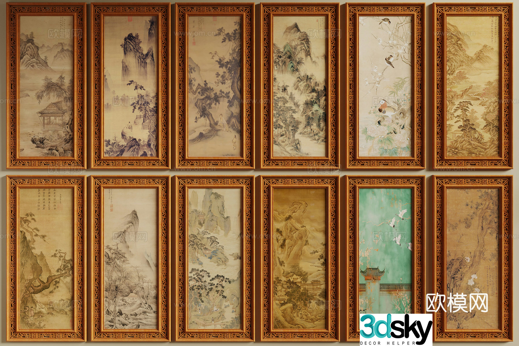 New Chinese style hanging painting 3D model