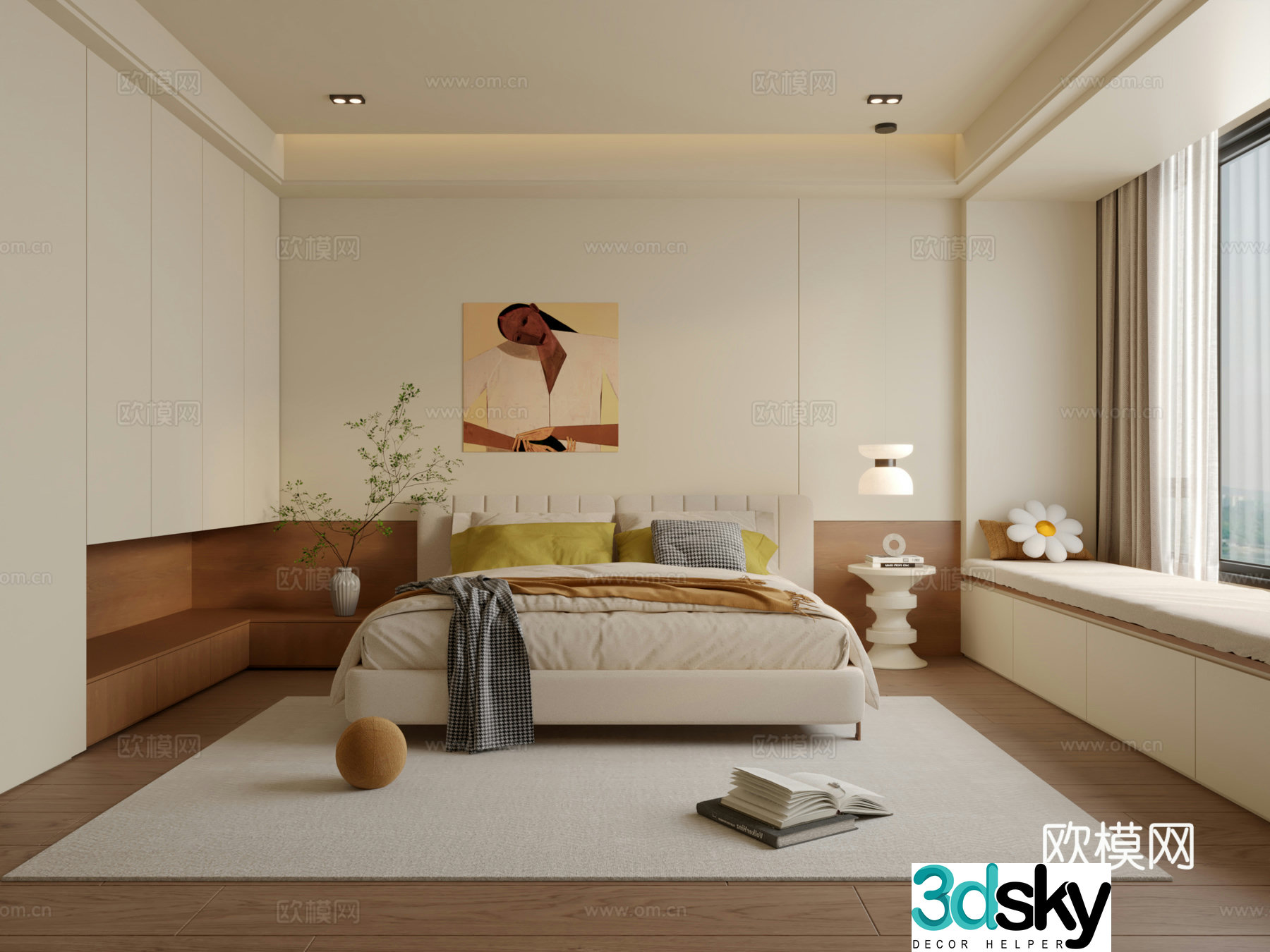 Modern medieval bedroom 3d model