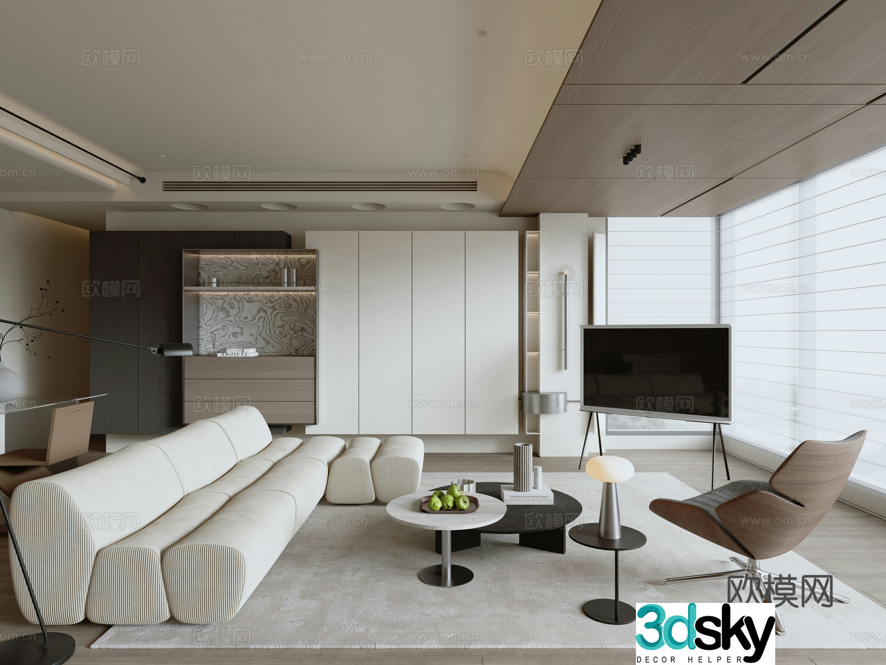 Modern minimalist living room 3d model