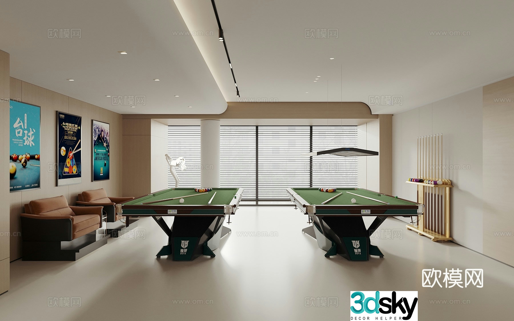 Modern billiard table billiard room billiard table billiard club 3d model