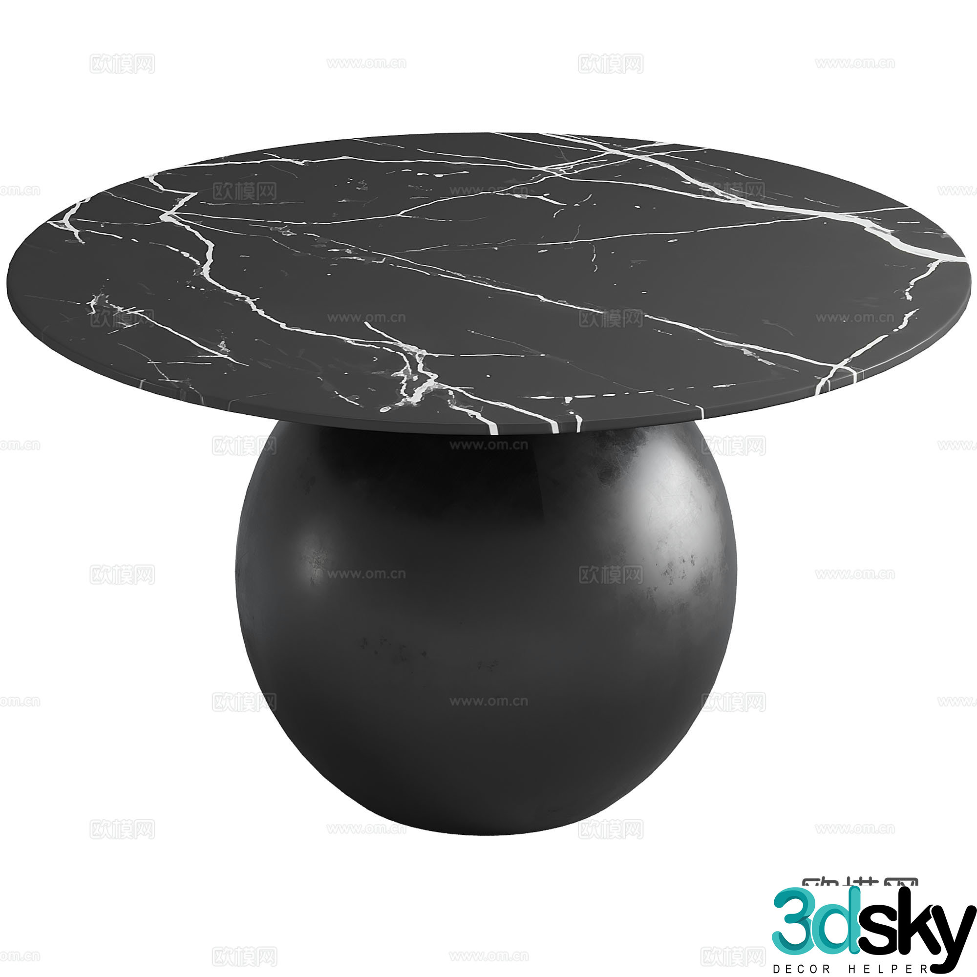 Modern restaurant dining table round dining table 3d model