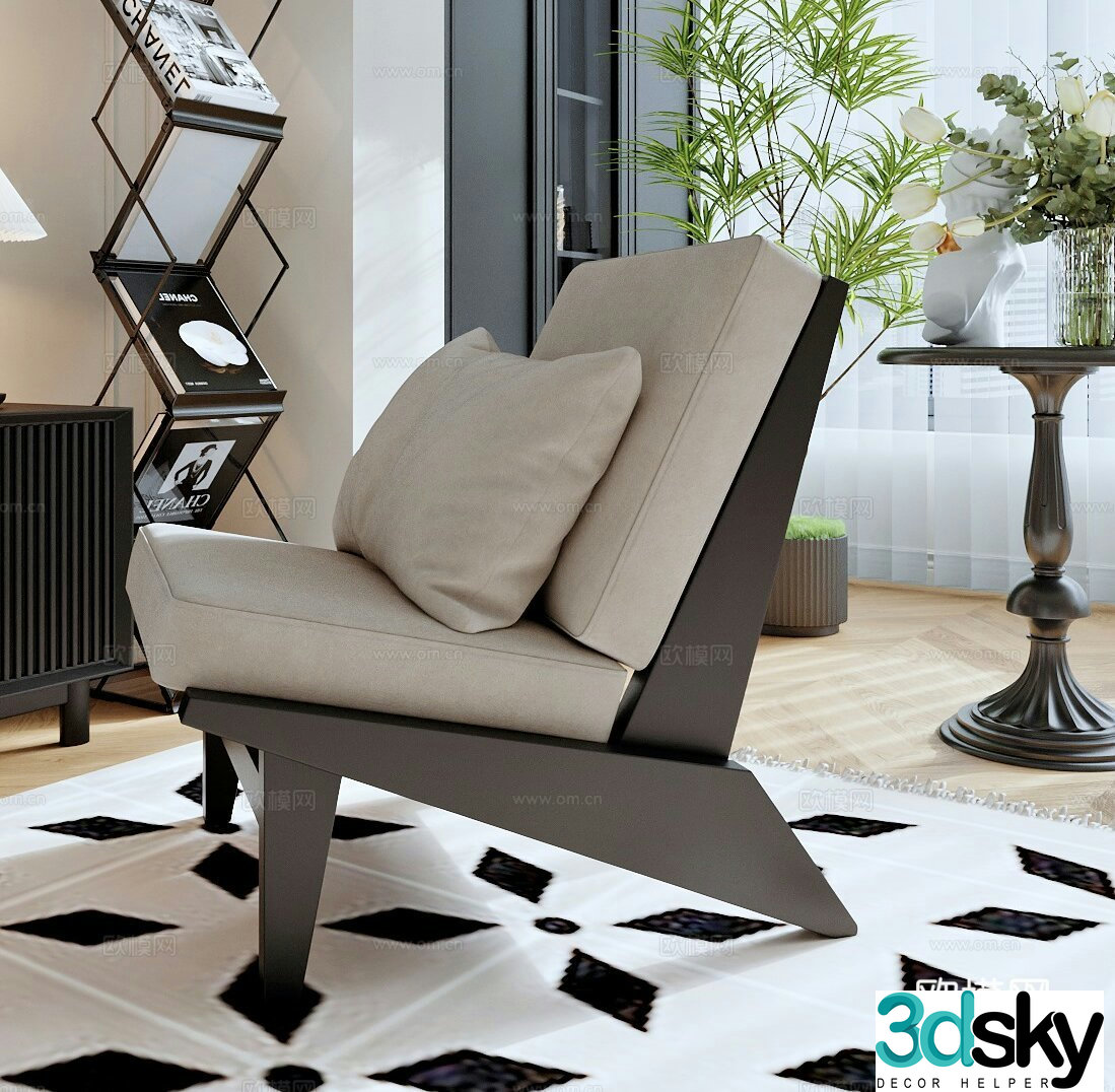 Medium style leisure chair 3d model