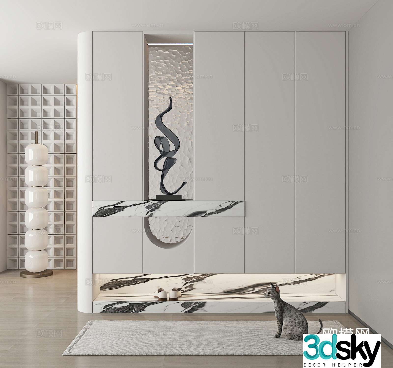 Modern porch cabinet shoe cabinet partition shoe cabinet 3d model